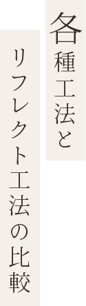 各種工法とリフレクト工法の比較